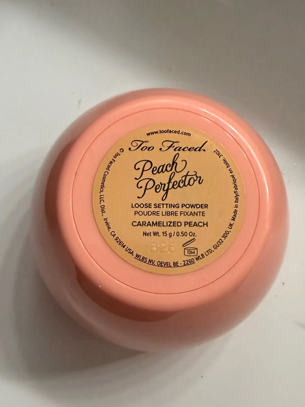 Too Faced Peach Perfector Setting Powder- Caramlized Peach